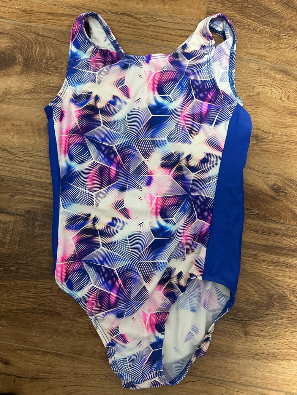 Destira Girls' Blue & Pink Patterned leotard